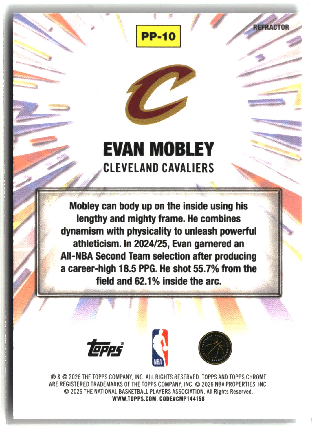 Evan Mobley 2025-26 Topps Chrome Update Power Players Refractor #PP-10