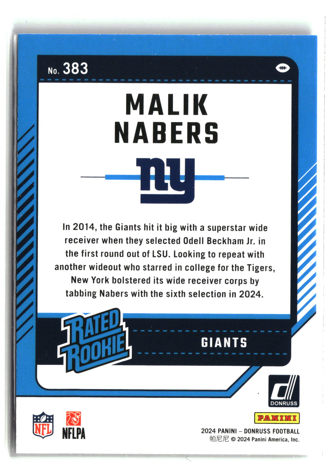 Malik Nabers 2024 Donruss #383