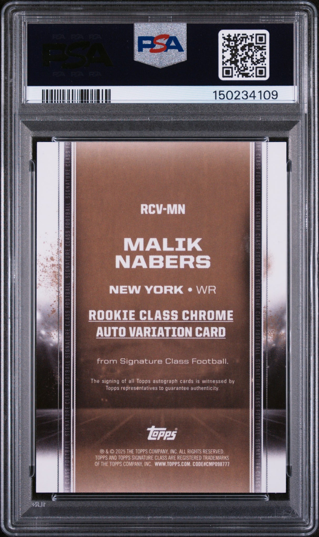 Malik Nabers 2024 Topps Signature Class Rookie Chrome Auto Variation RCVMN PSA 9