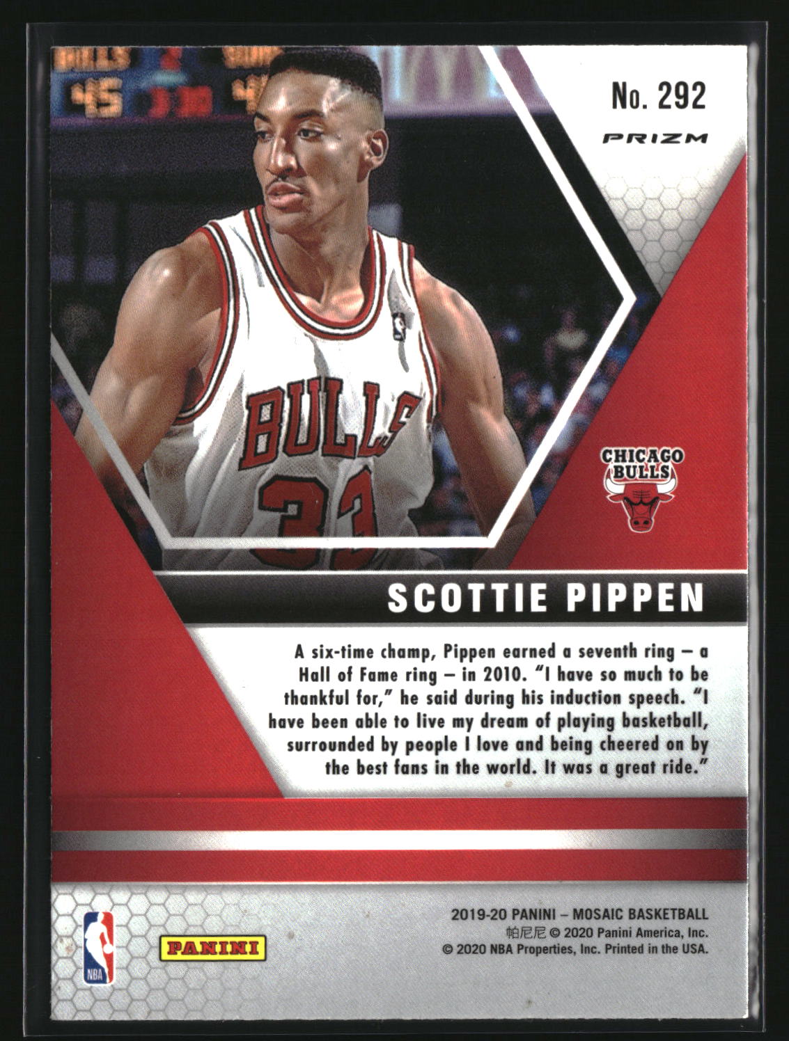 Scottie Pippen 2019-20 Panini Mosaic Silver Prizm #292