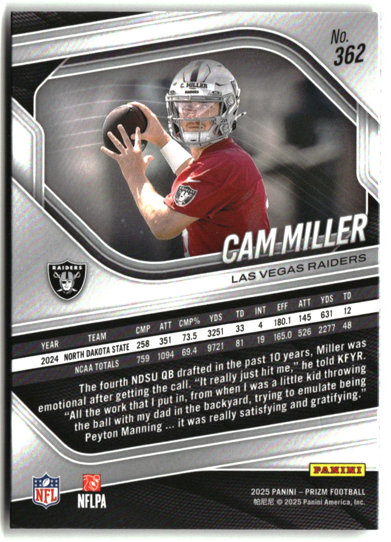 Cam Miller 2025 Panini Prizm #362