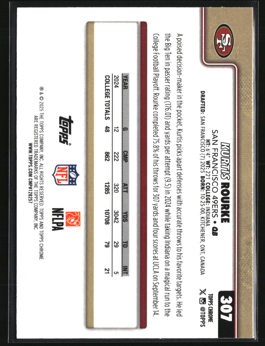 Kurtis Rourke 2025 Topps Chrome Football #307