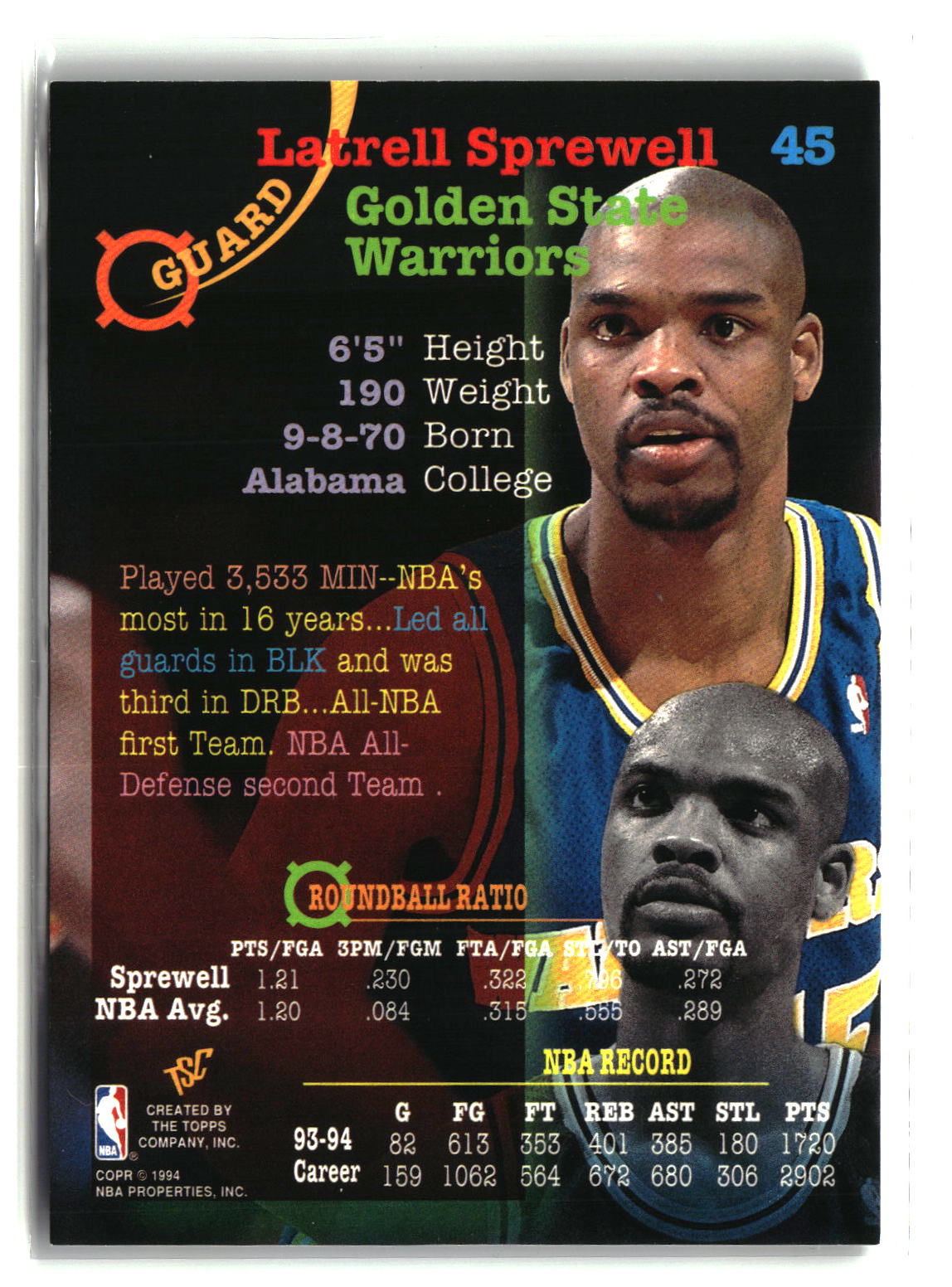 Latrell Sprewell 1994-95 Stadium Club #45