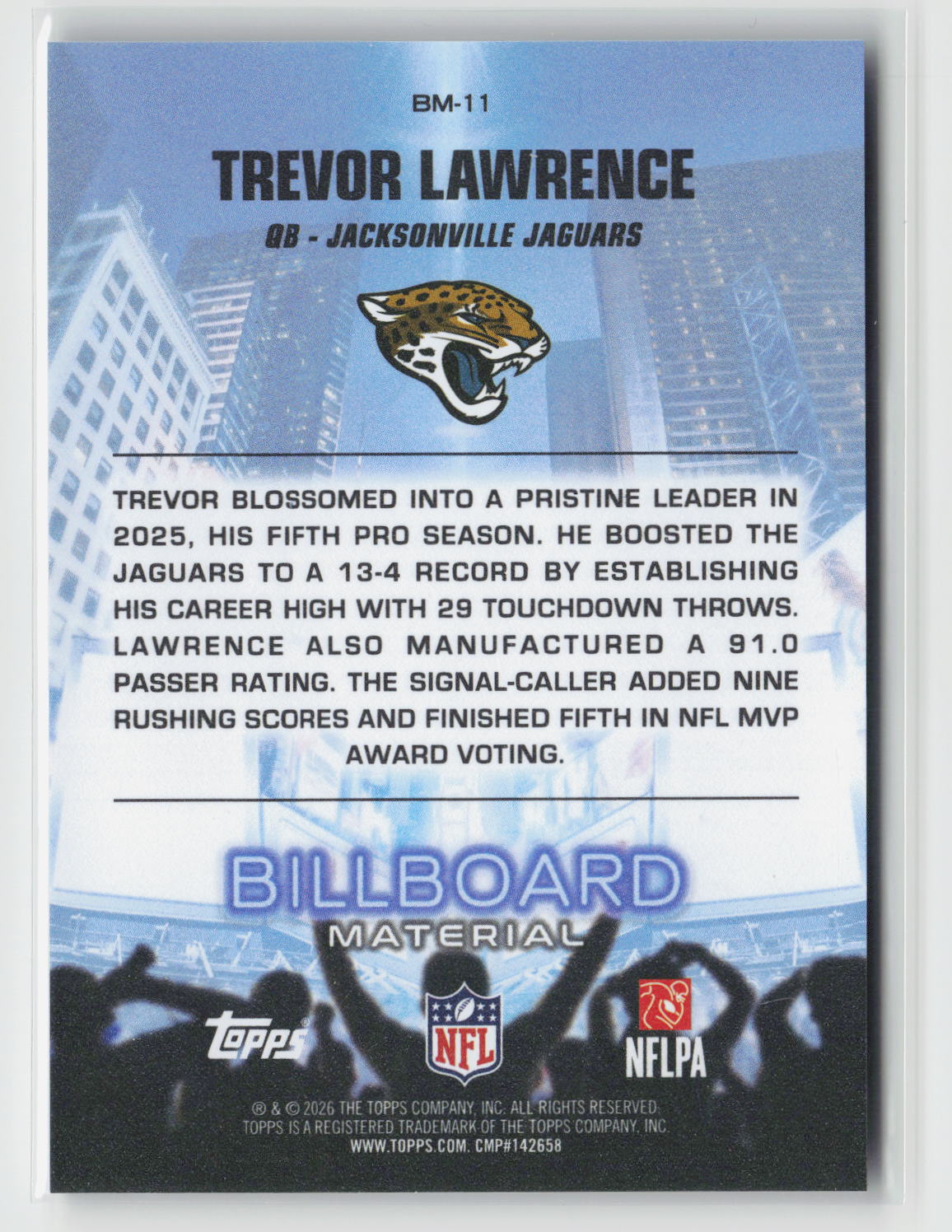 Trevor Lawrence 2026 Topps Flagship Billboard Material #BM-11
