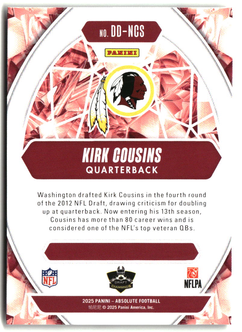 Kirk Cousins 2025 Panini Absolute Draft Diamonds #DD-NCS