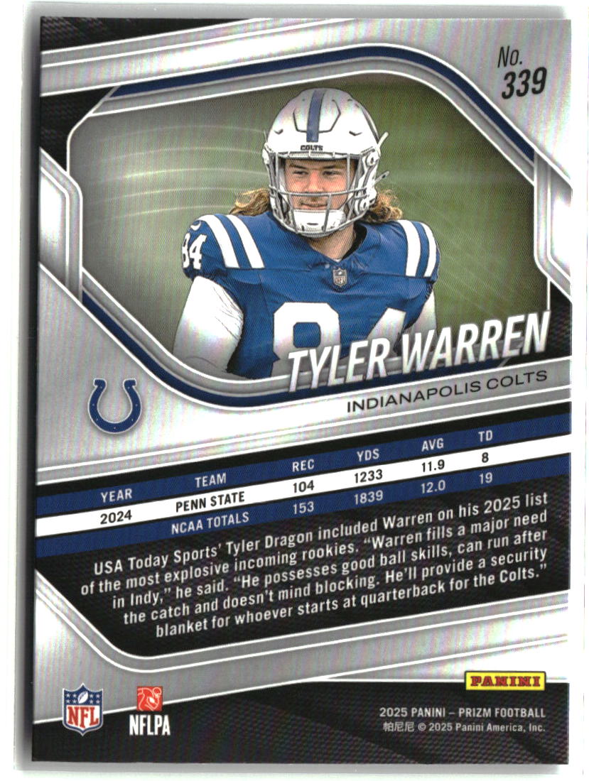 Tyler Warren 2025 Panini Prizm #339