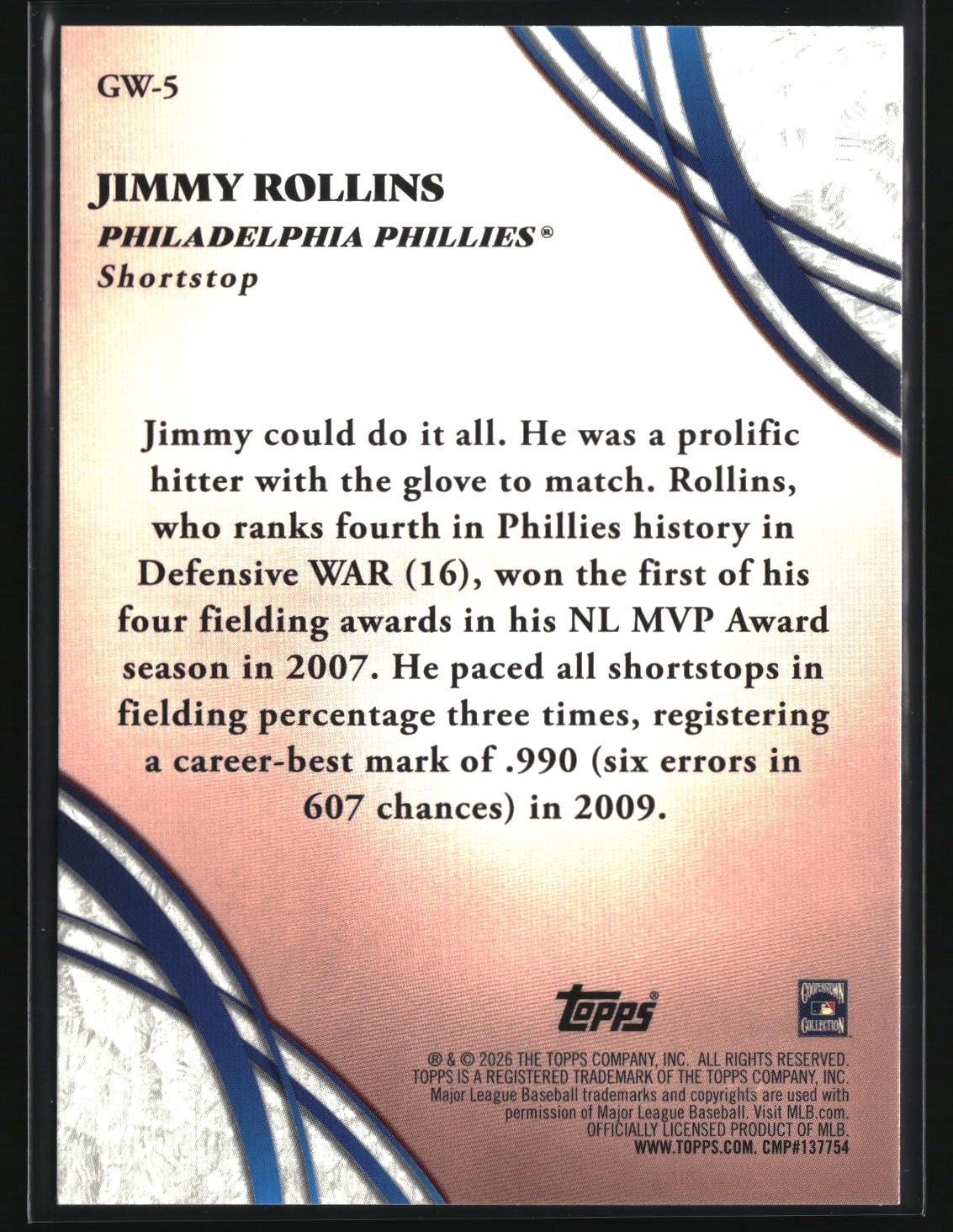 Jimmy Rollins 2026 Topps Glove Work #GW-5
