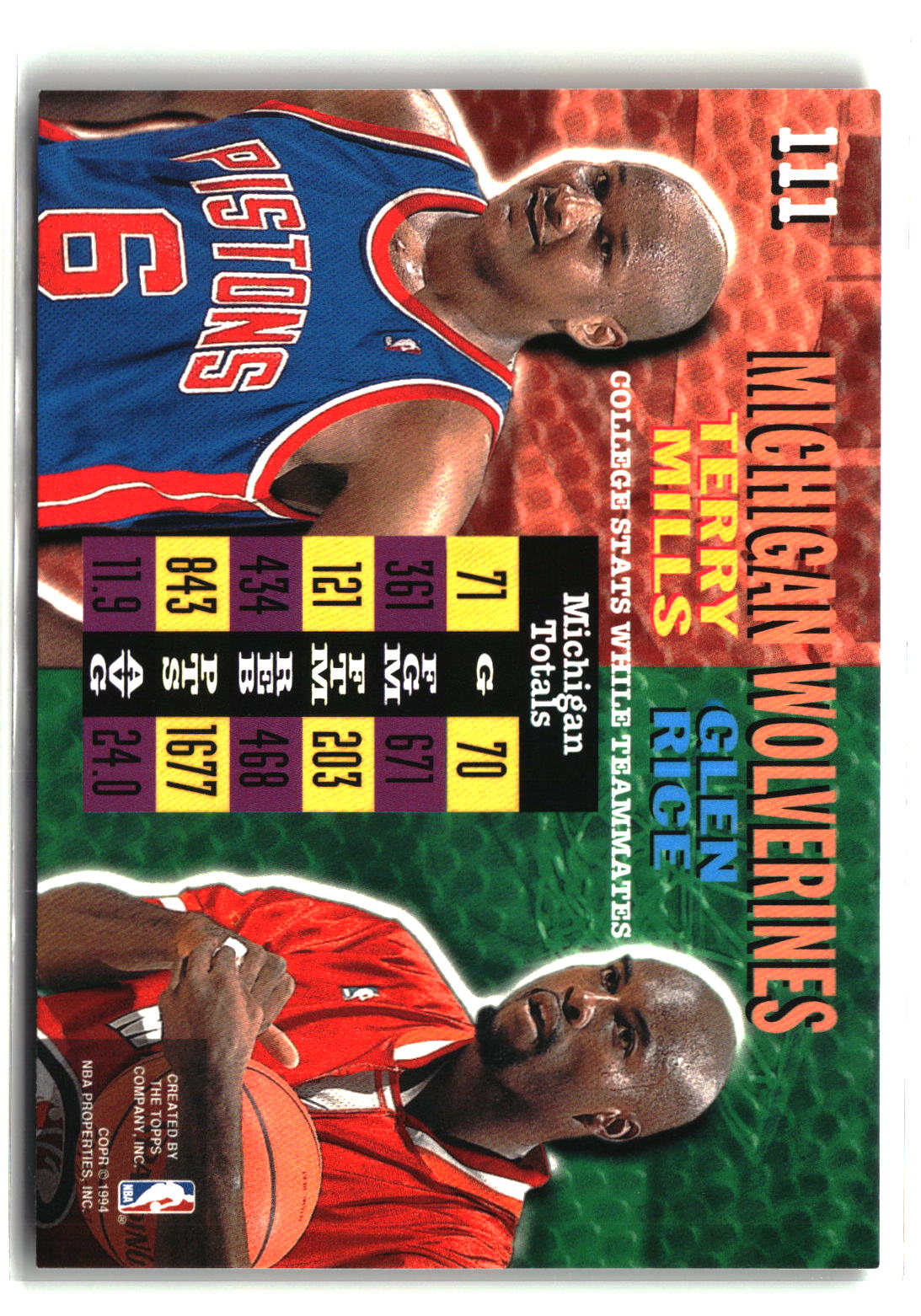 Glen Rice / Terry Mills 1994-95 Stadium Club #111