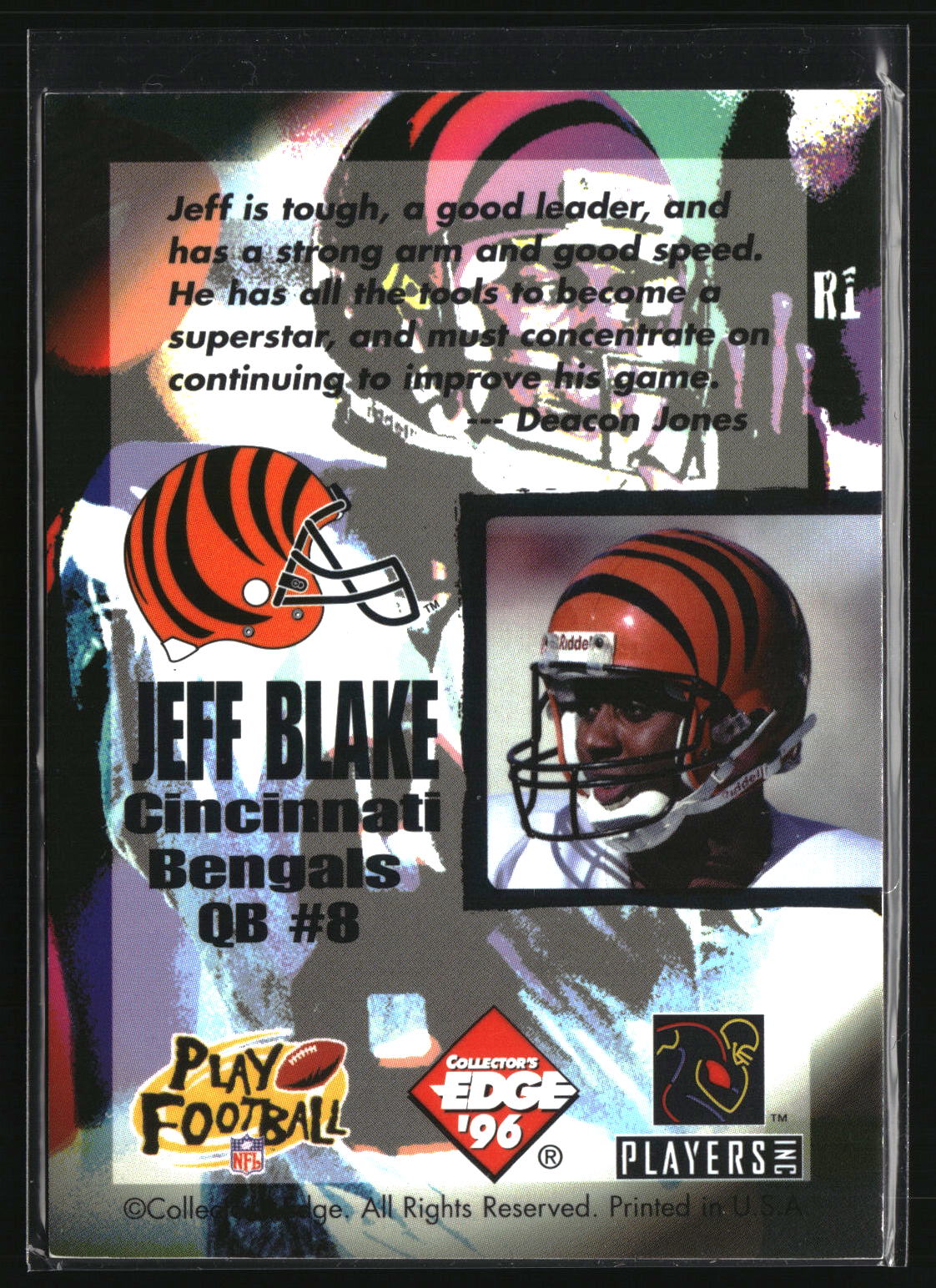 Jeff Blake 1996 Collector's Edge Ripped #R1