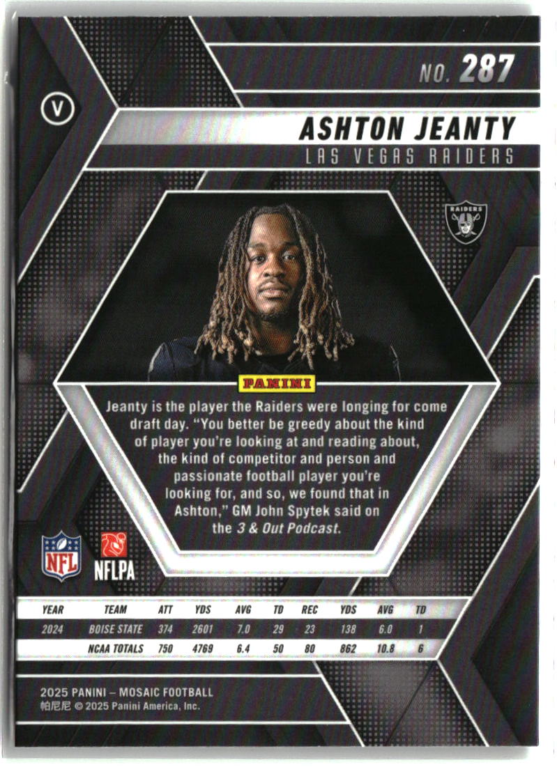 Ashton Jeanty 2025 Panini Mosaic #287