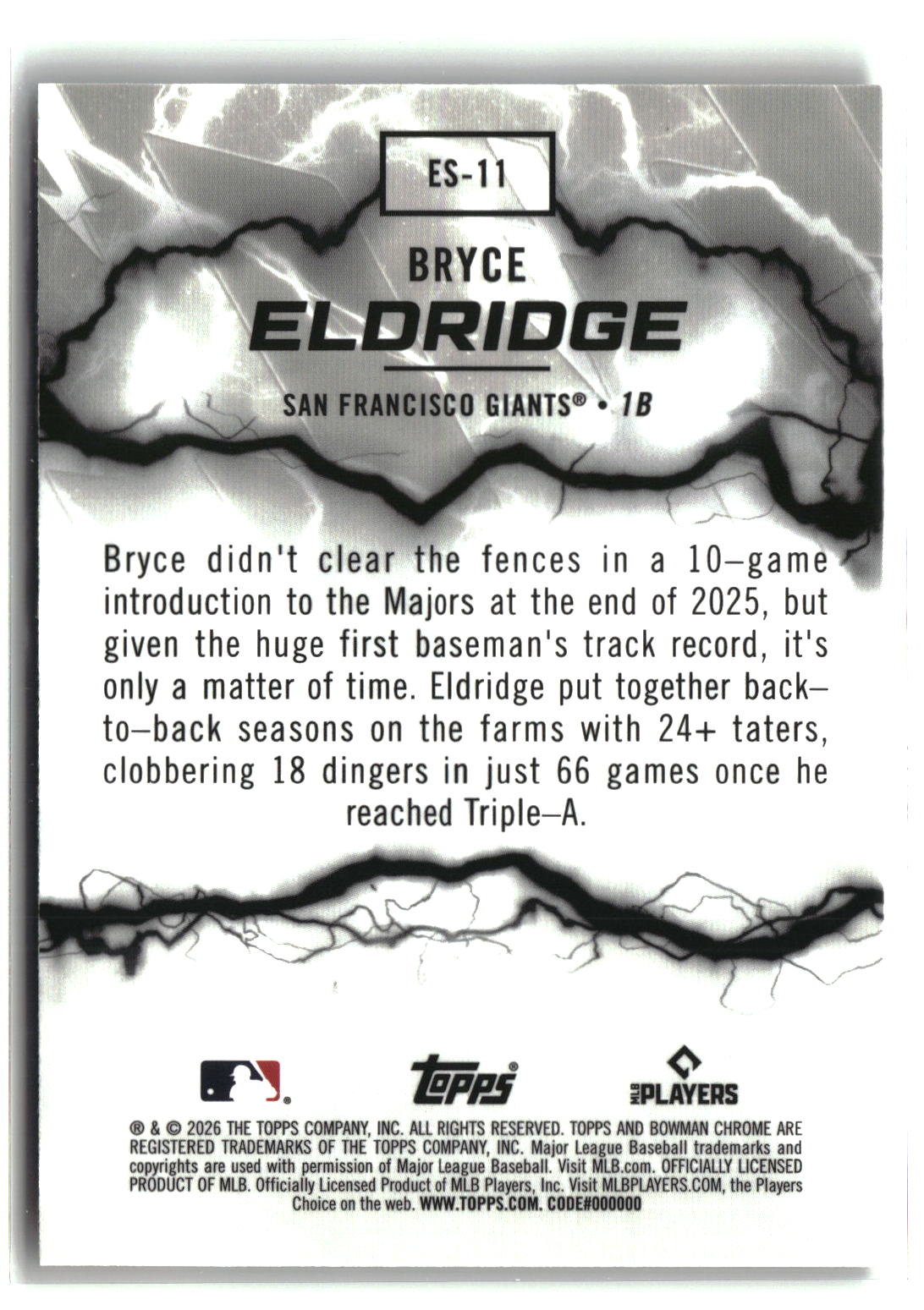 Bryce Eldridge 2026 Bowman Electric Sluggers #ES-11