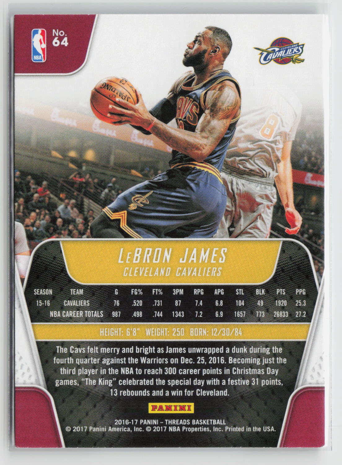 LeBron James 2016-17 Panini Threads #64