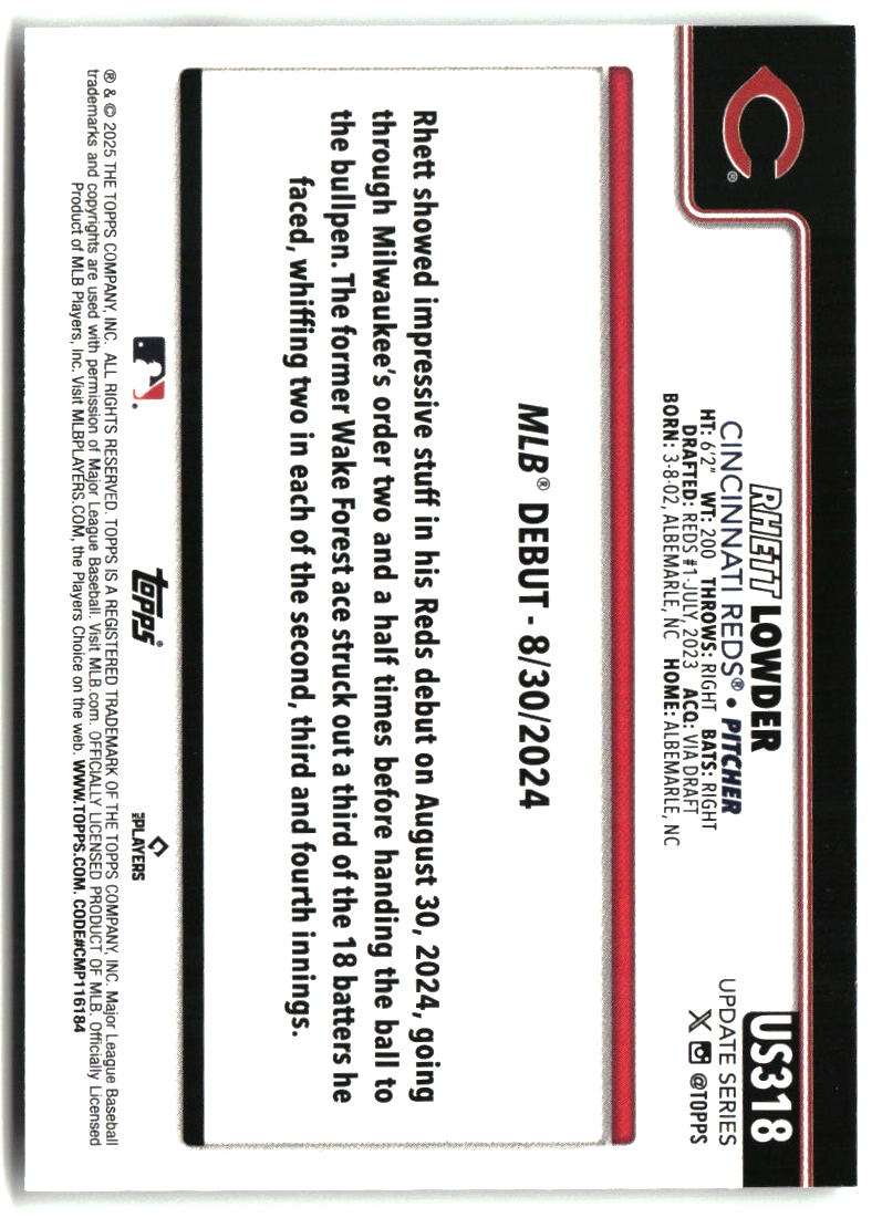 Rhett Lowder 2025 Topps Update #US318