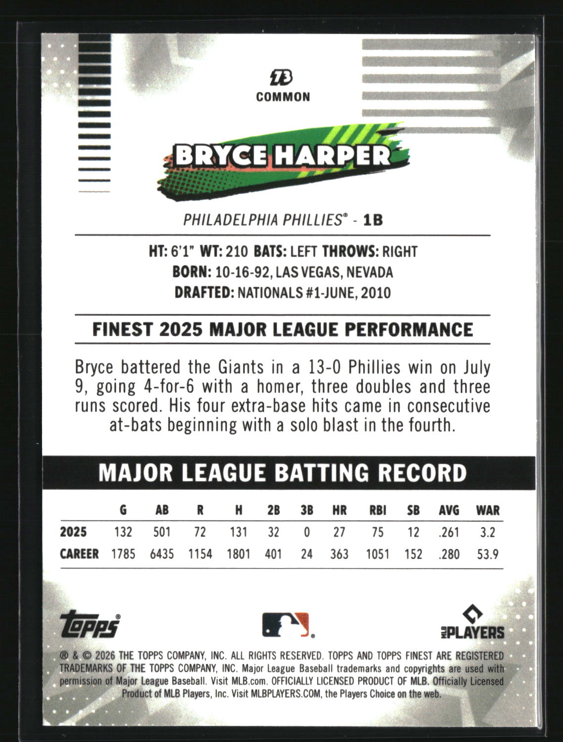 Bryce Harper 2026 Finest #73