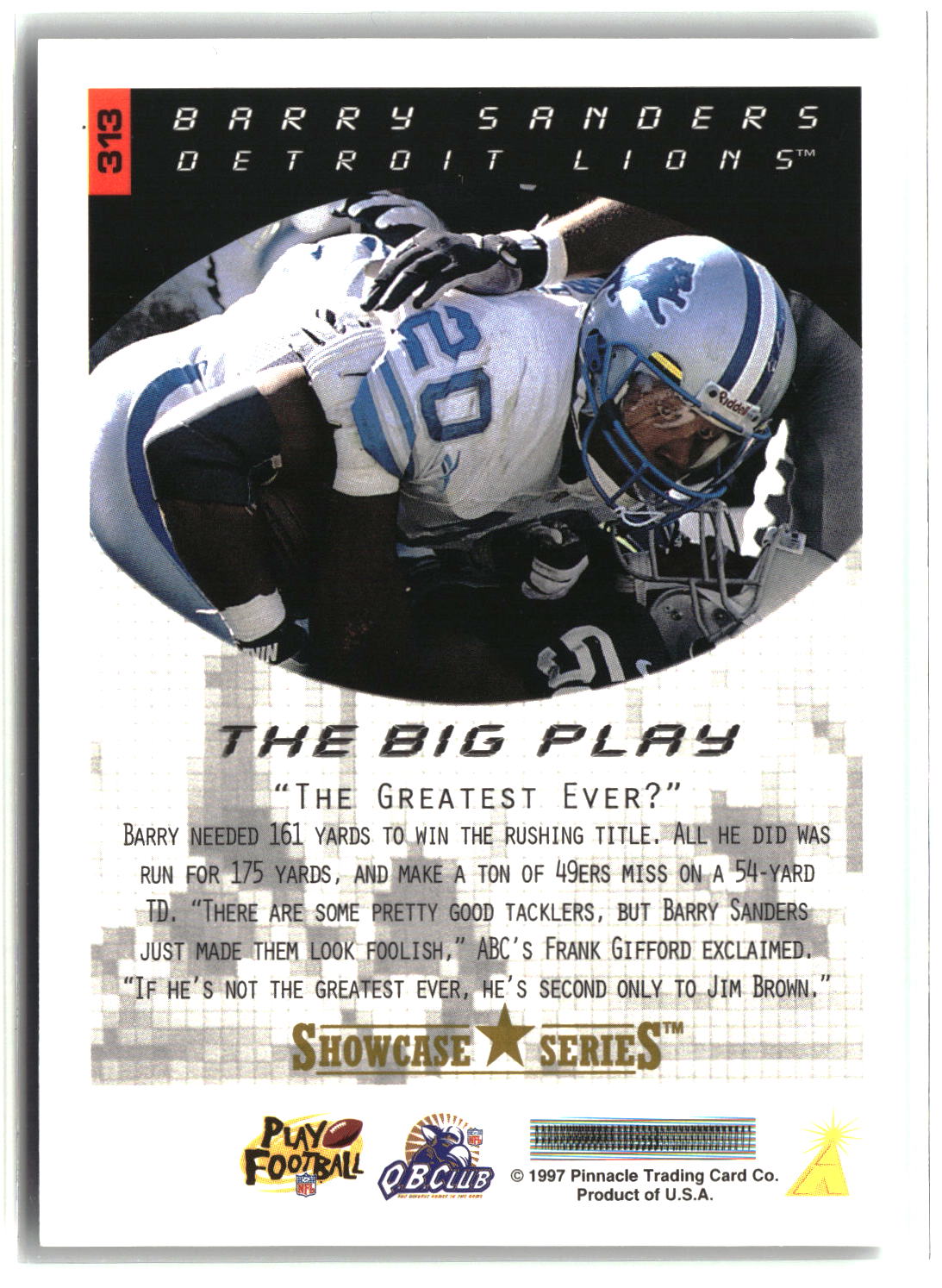 Barry Sanders 1997 Score Showcase Series #313