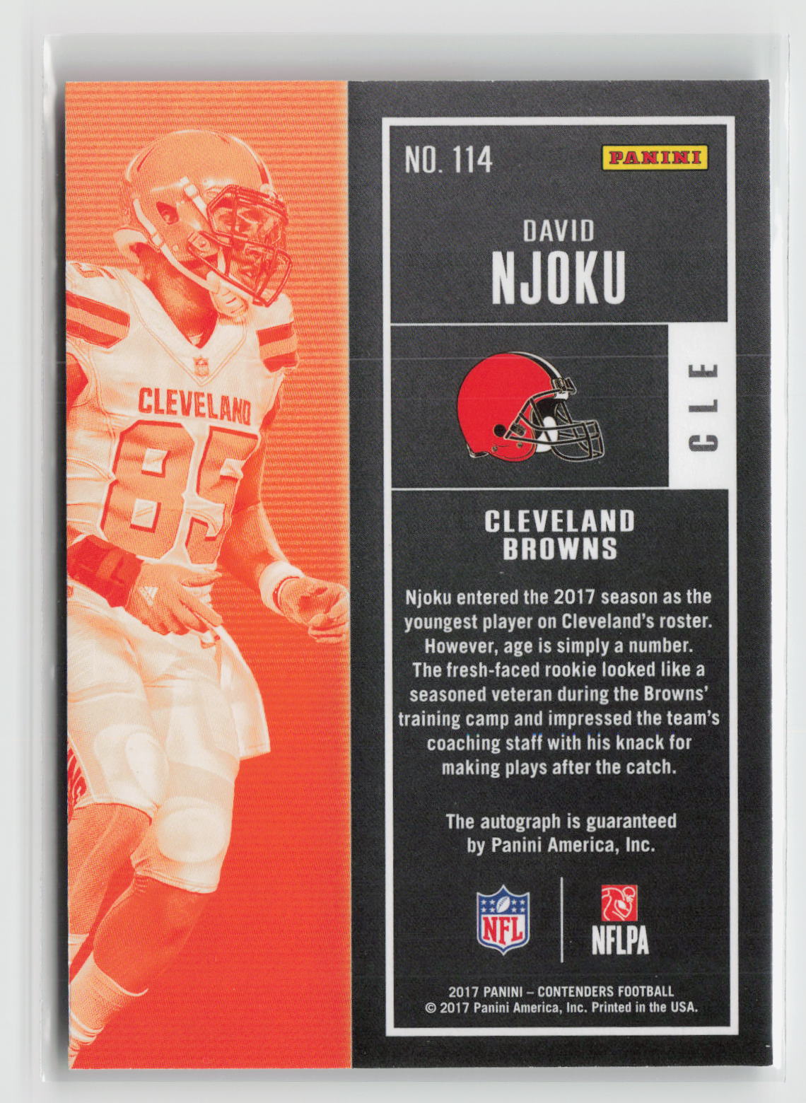 David Njoku 2017 Panini Contenders - Rookie Ticket Autographs #114
