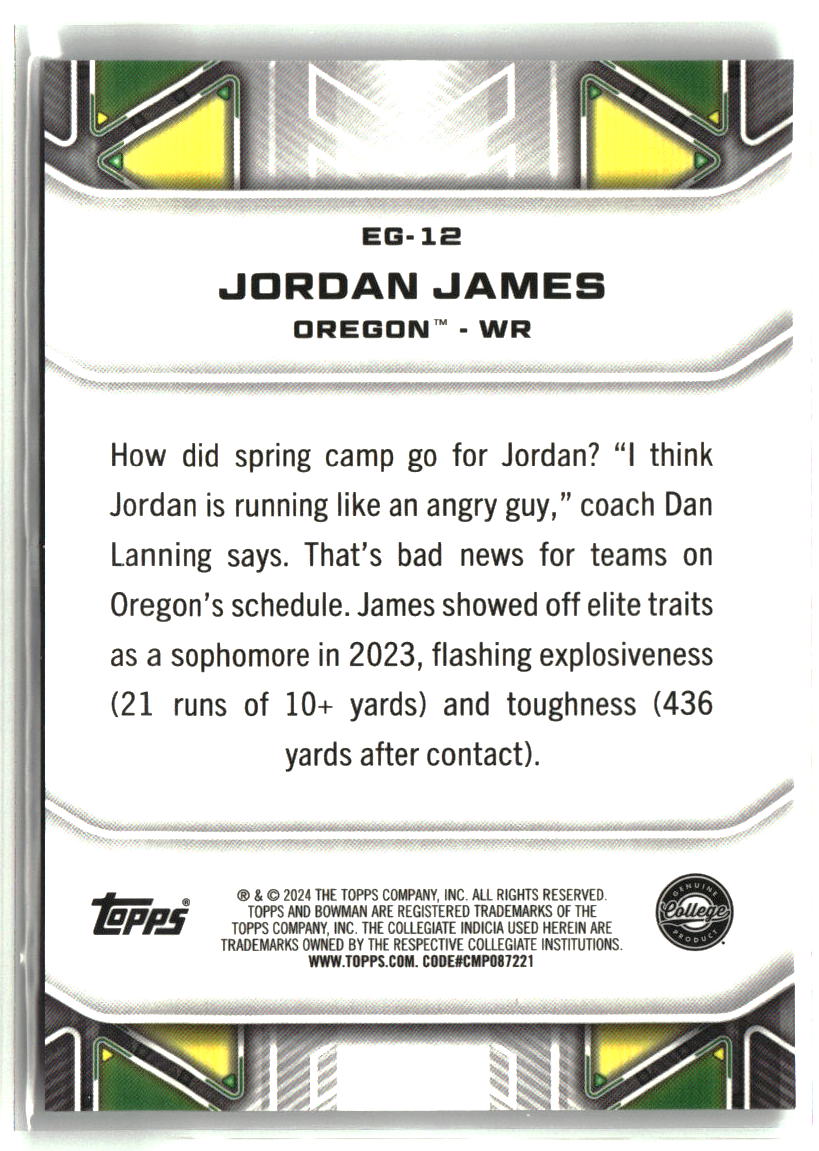 Jordan James 2024 Bowman University Best Elements of the Game #EG-12