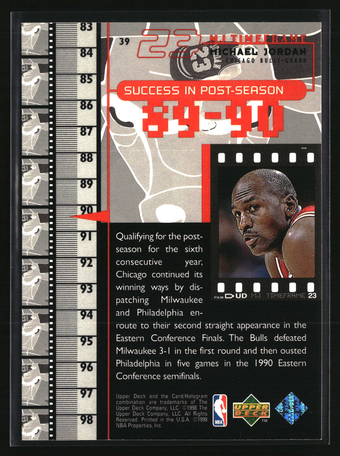 Michael Jordan 1998 Upper Deck Michael Jordan Living Legend #39