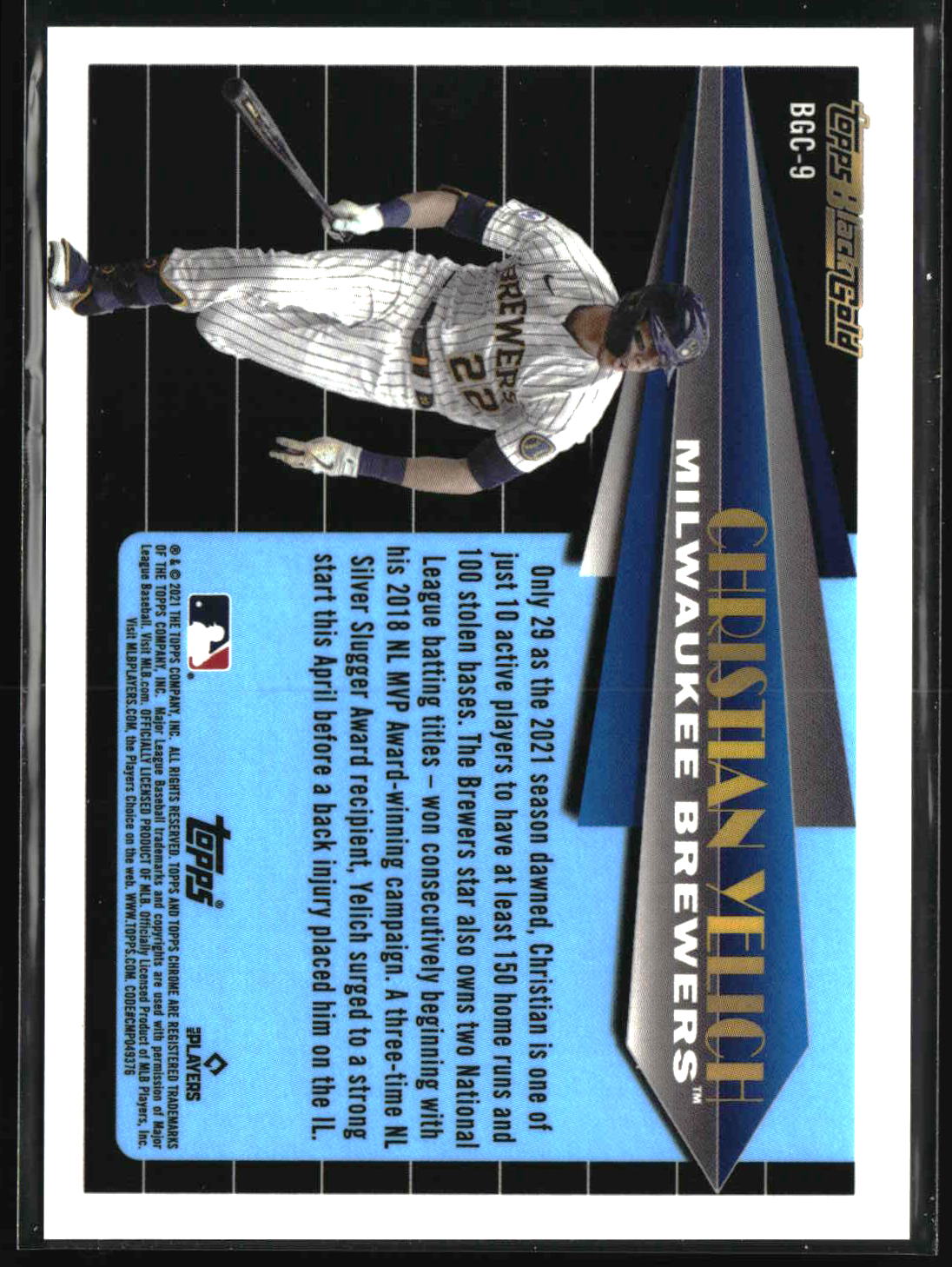 Christian Yelich 2021 Topps Chrome Update Topps Black Gold #BGC-9