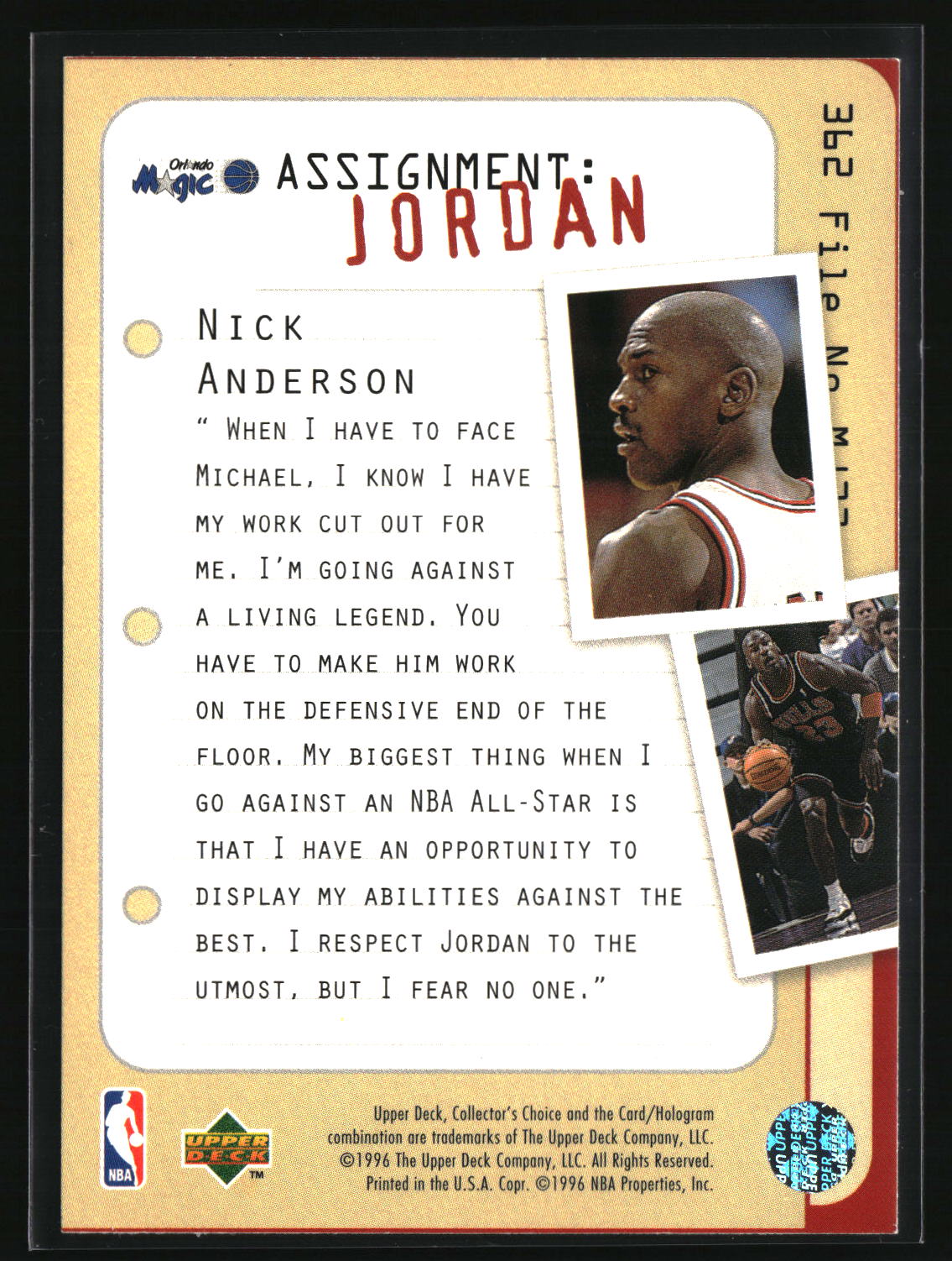 Nick Anderson 1996-97 Collector's Choice #362