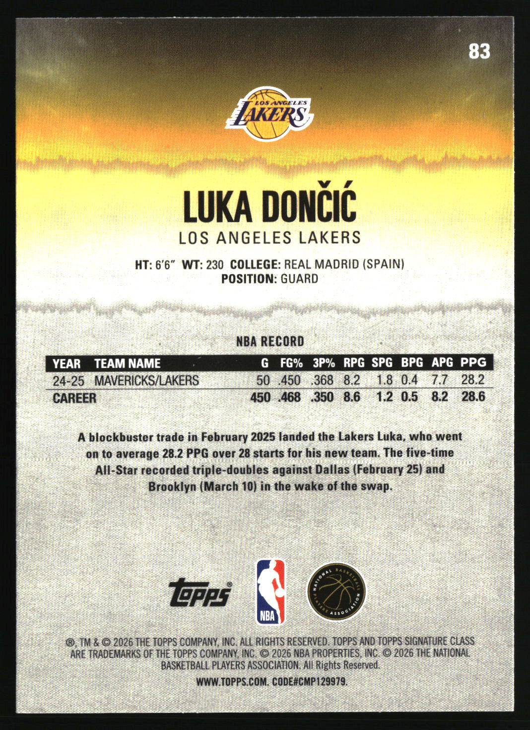 Luka Don?i? 2025-26 Topps Signature Class #83