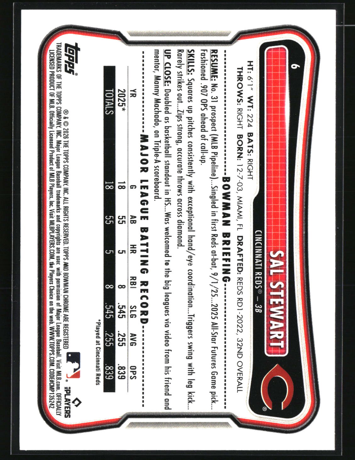 Sal Stewart 2026 Bowman #6
