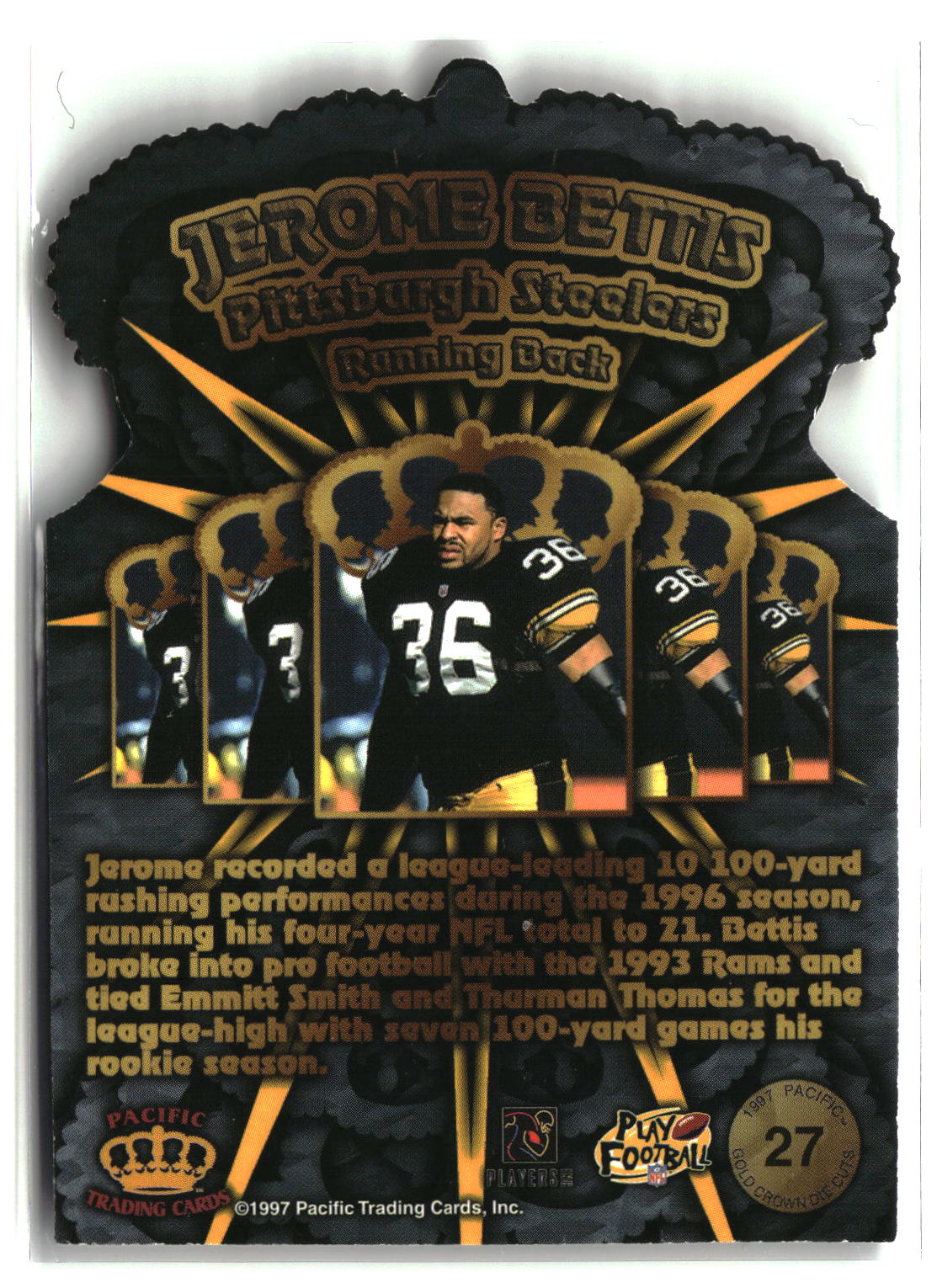 Jerome Bettis 1997 Pacific Crown Collection Gold Crown Die Cuts #27