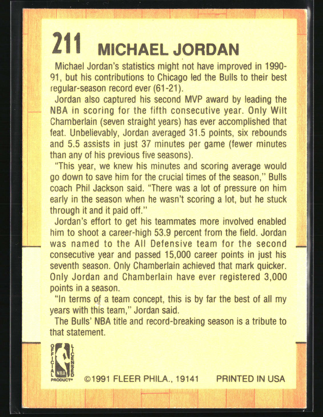 Michael Jordan 1991-92 Fleer #211
