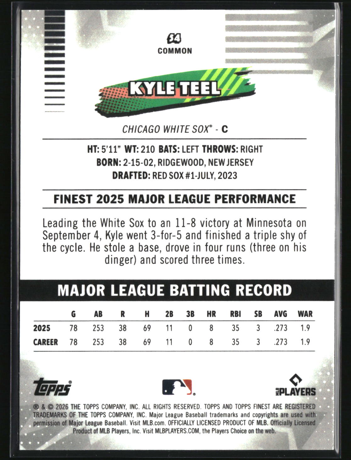 Kyle Teel 2026 Finest #54