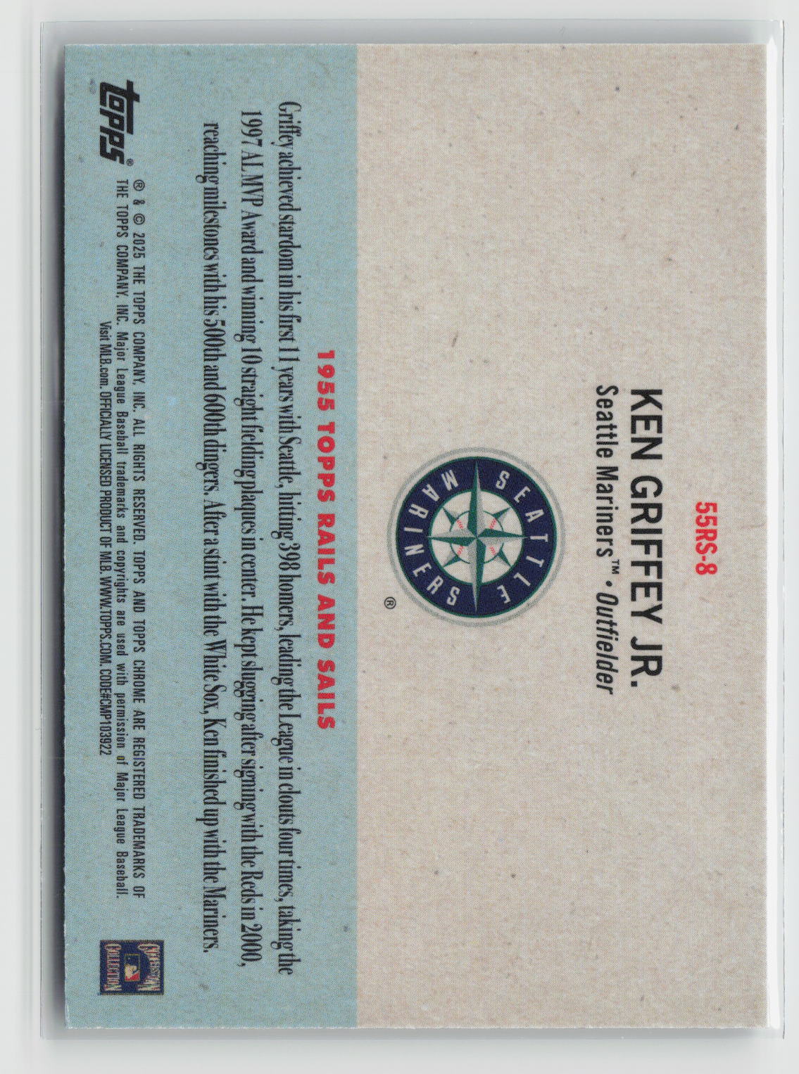 Ken Griffey Jr. 2025 Topps Chrome Platinum 1955 Topps Rails and Sails #55RS-8