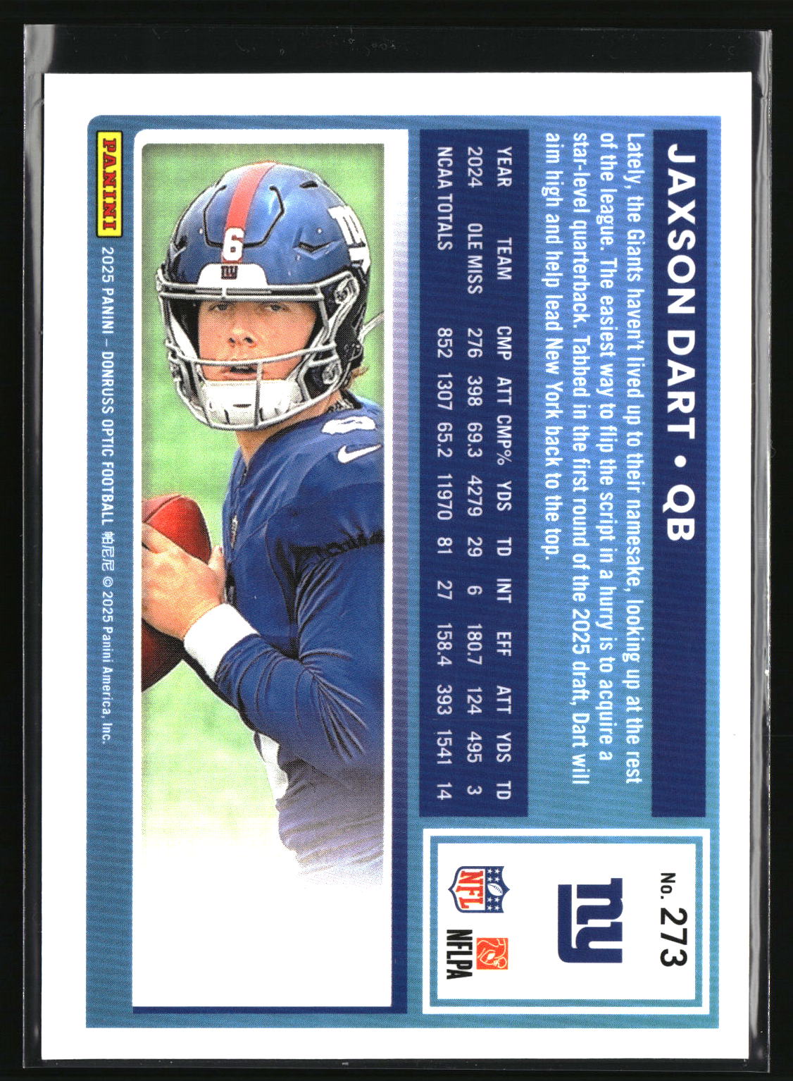 Jaxson Dart 2025 Donruss Optic #273