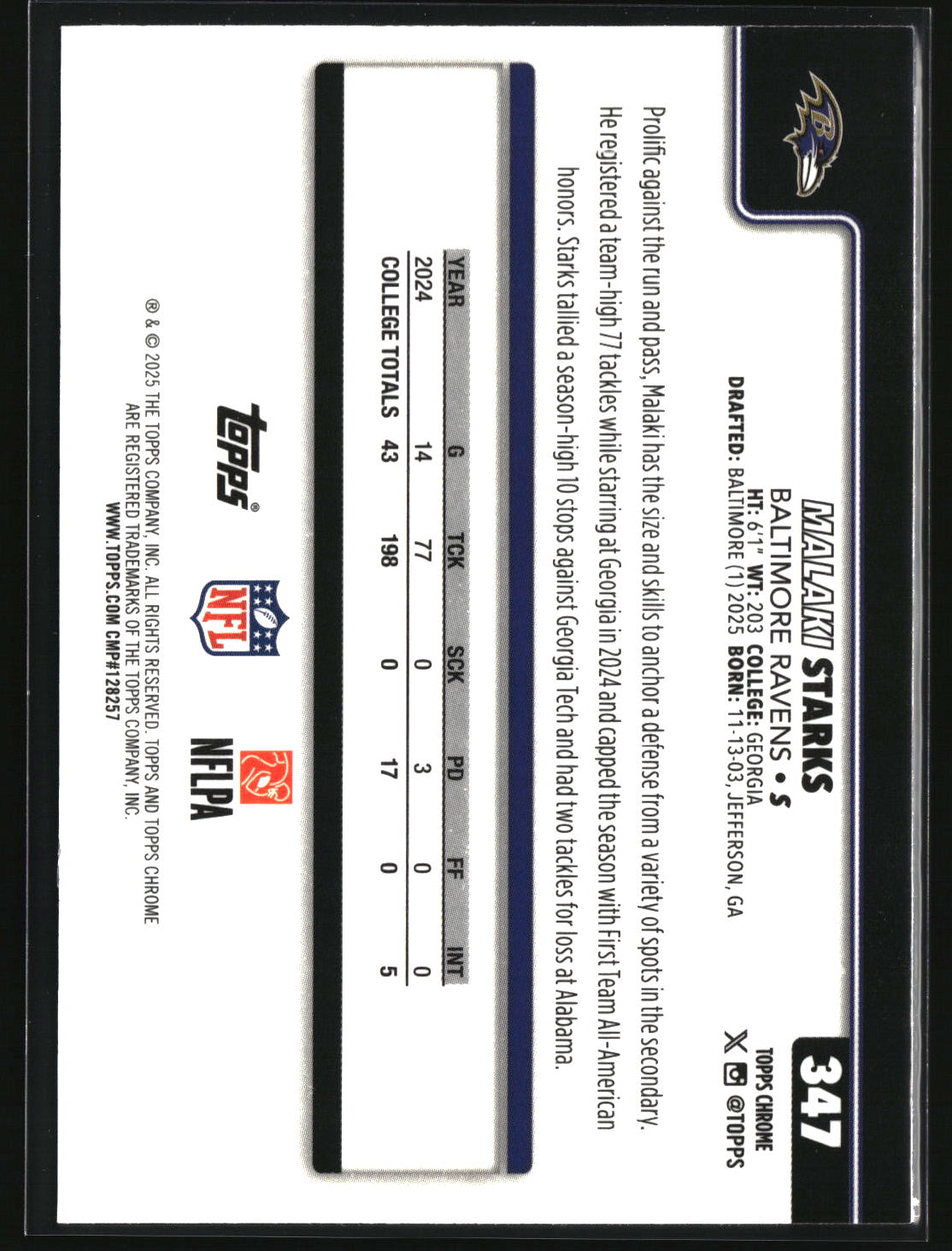 Malaki Starks 2025 Topps Chrome #347