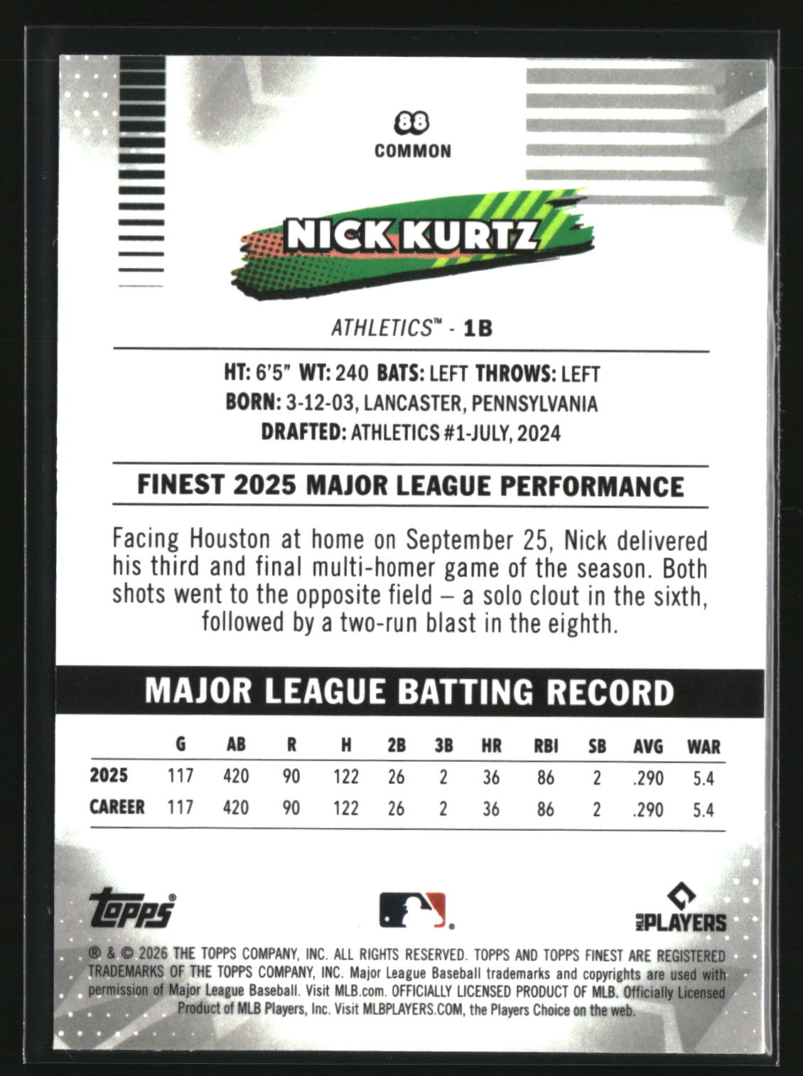 Nick Kurtz 2026 Finest #88