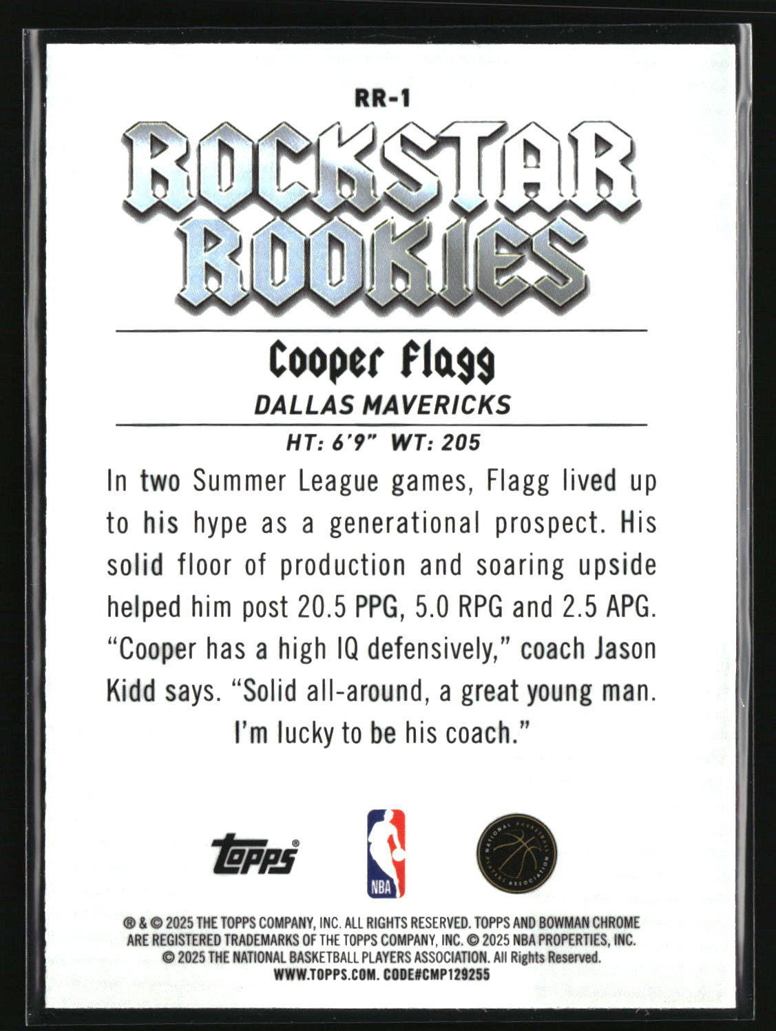 Cooper Flagg 2025-26 Bowman Rockstar Rookies #RR-1