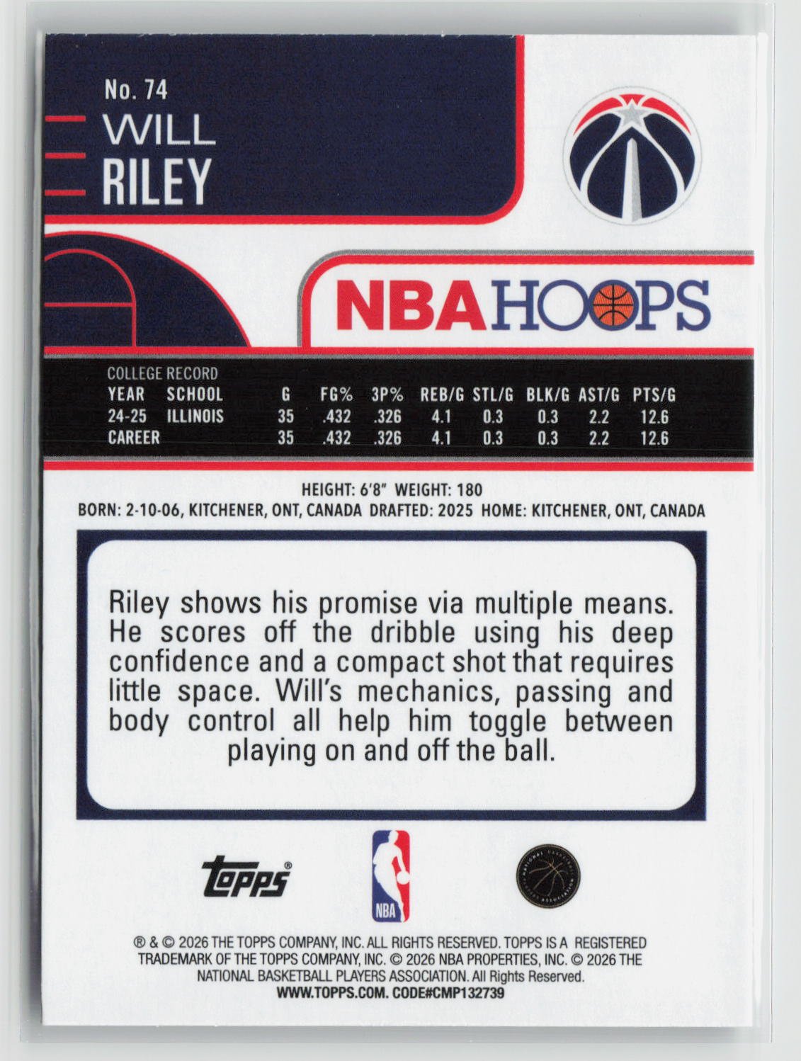 Will Riley 2025-26 Hoops #74