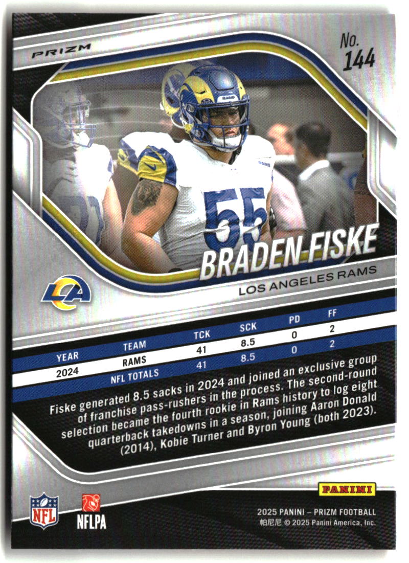Braden Fiske 2025 Panini Prizm Orange Ice #144