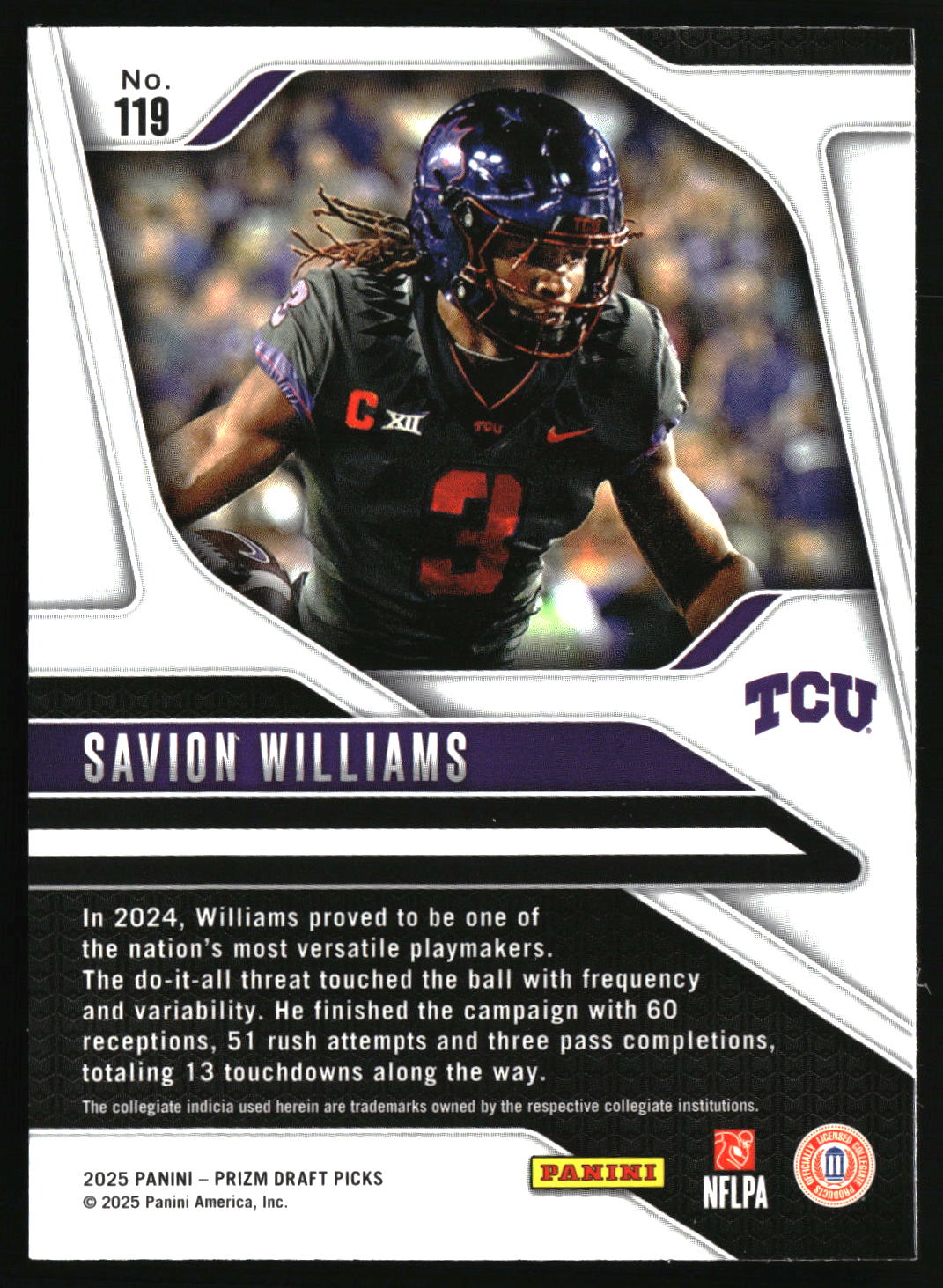 Savion Williams 2025 Panini Prizm Draft Picks #119