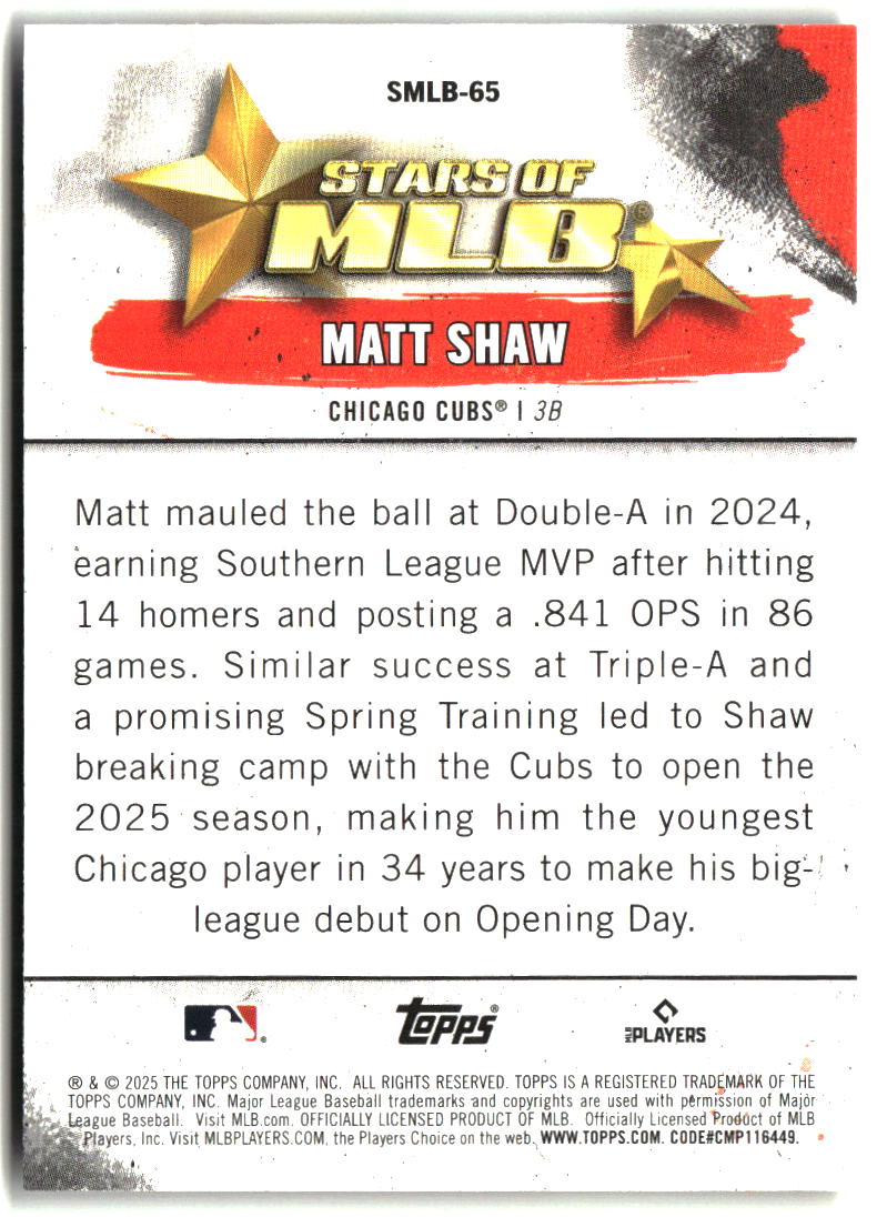 Matt Shaw 2025 Topps Update Stars of MLB #SMLB-65