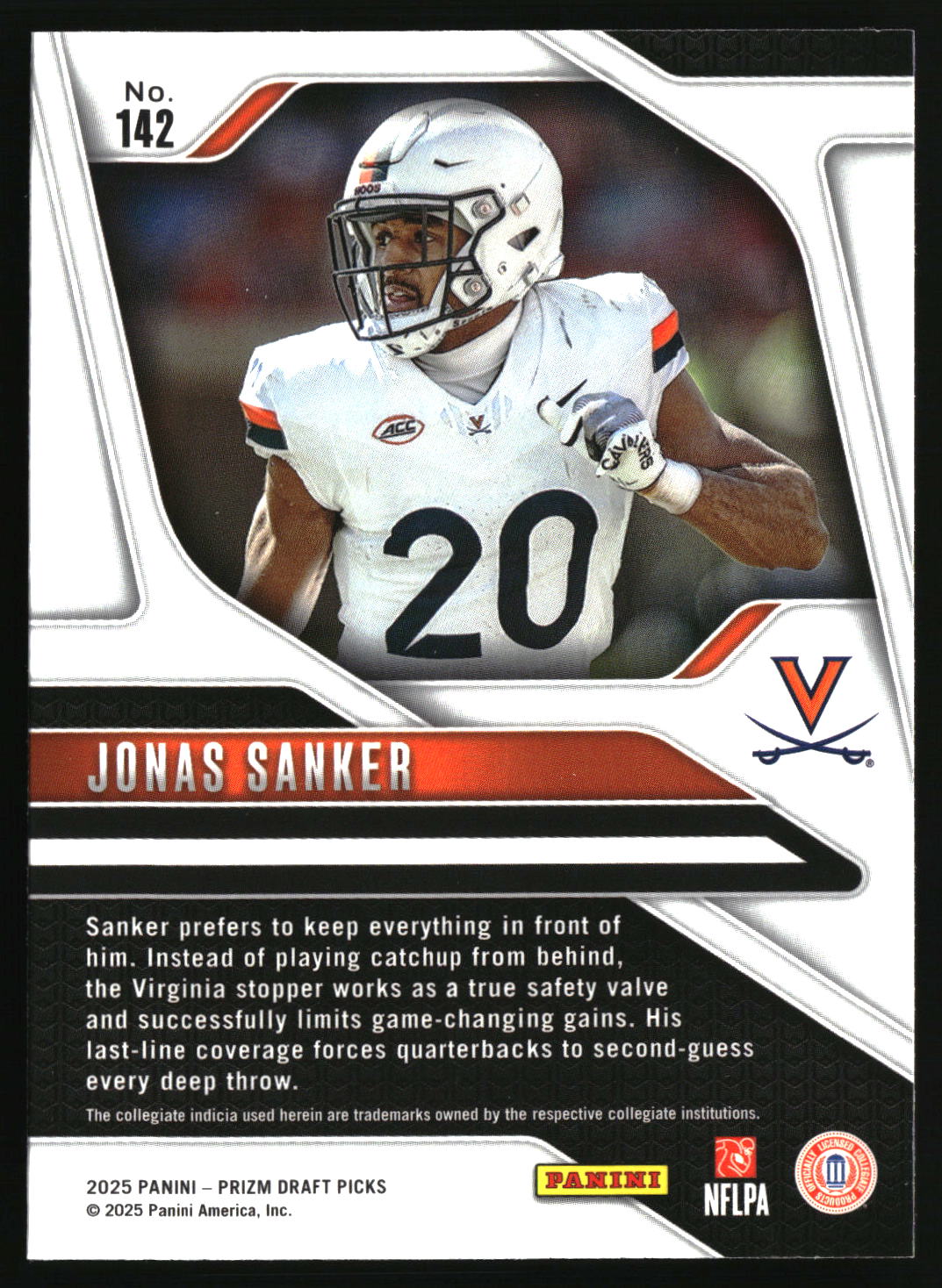 Jonas Sanker 2025 Panini Prizm Draft Picks #142