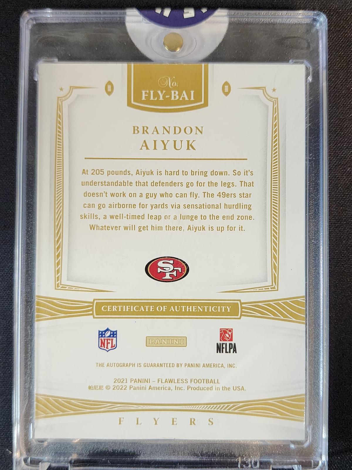 Brandon Aiyuk 2022 Panini Flawless 2021 Flawless Flyers Silver #FLY-BAI 20/20