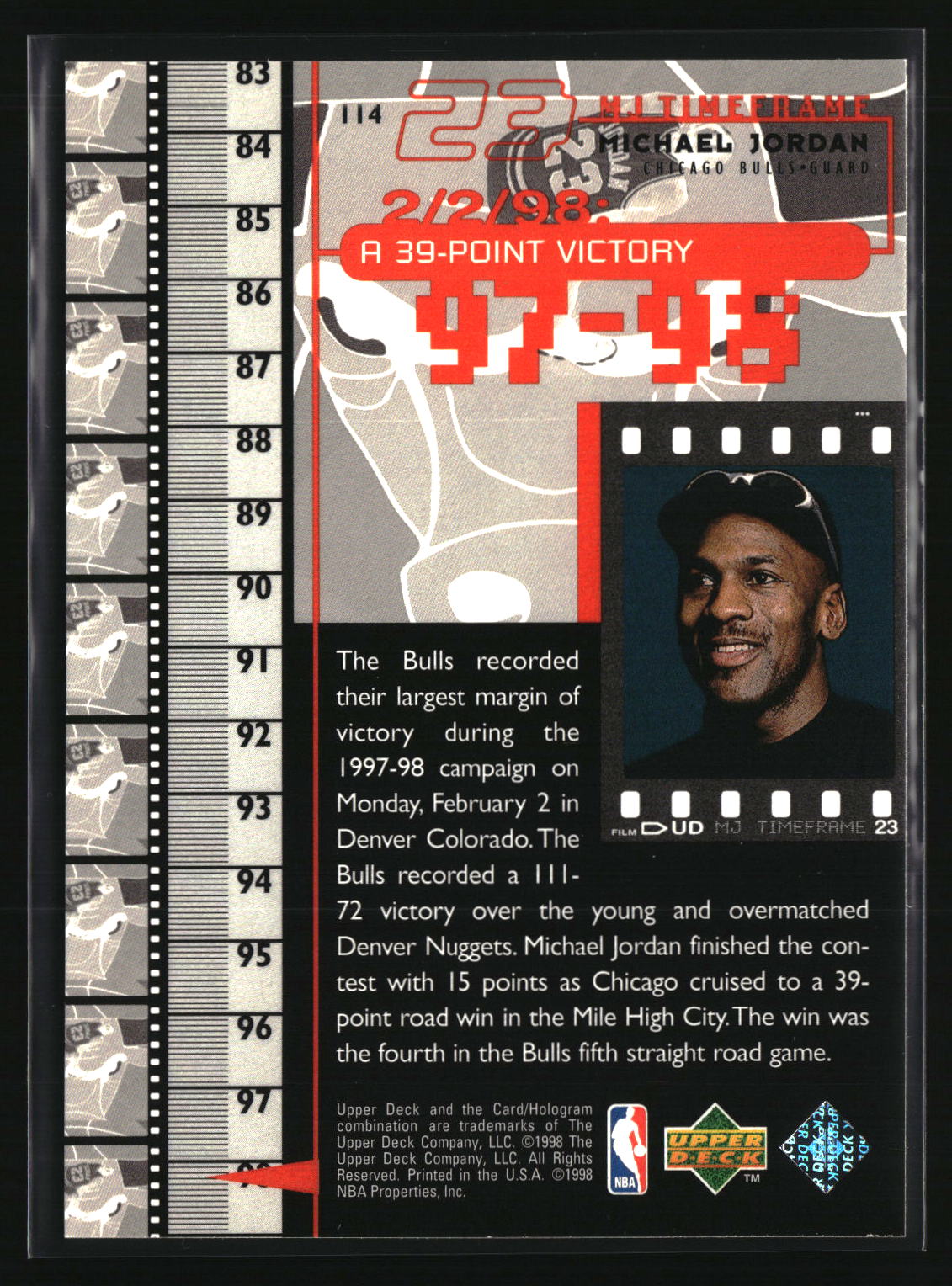 Michael Jordan 1998 Upper Deck Michael Jordan Living Legend #114