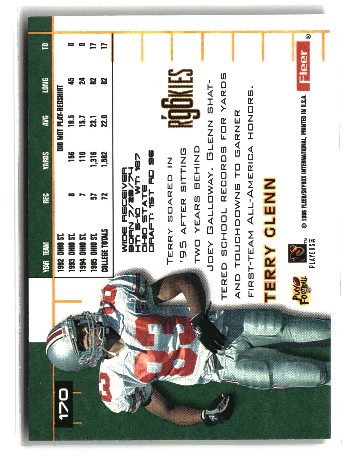Terry Glenn 1996 Ultra #170