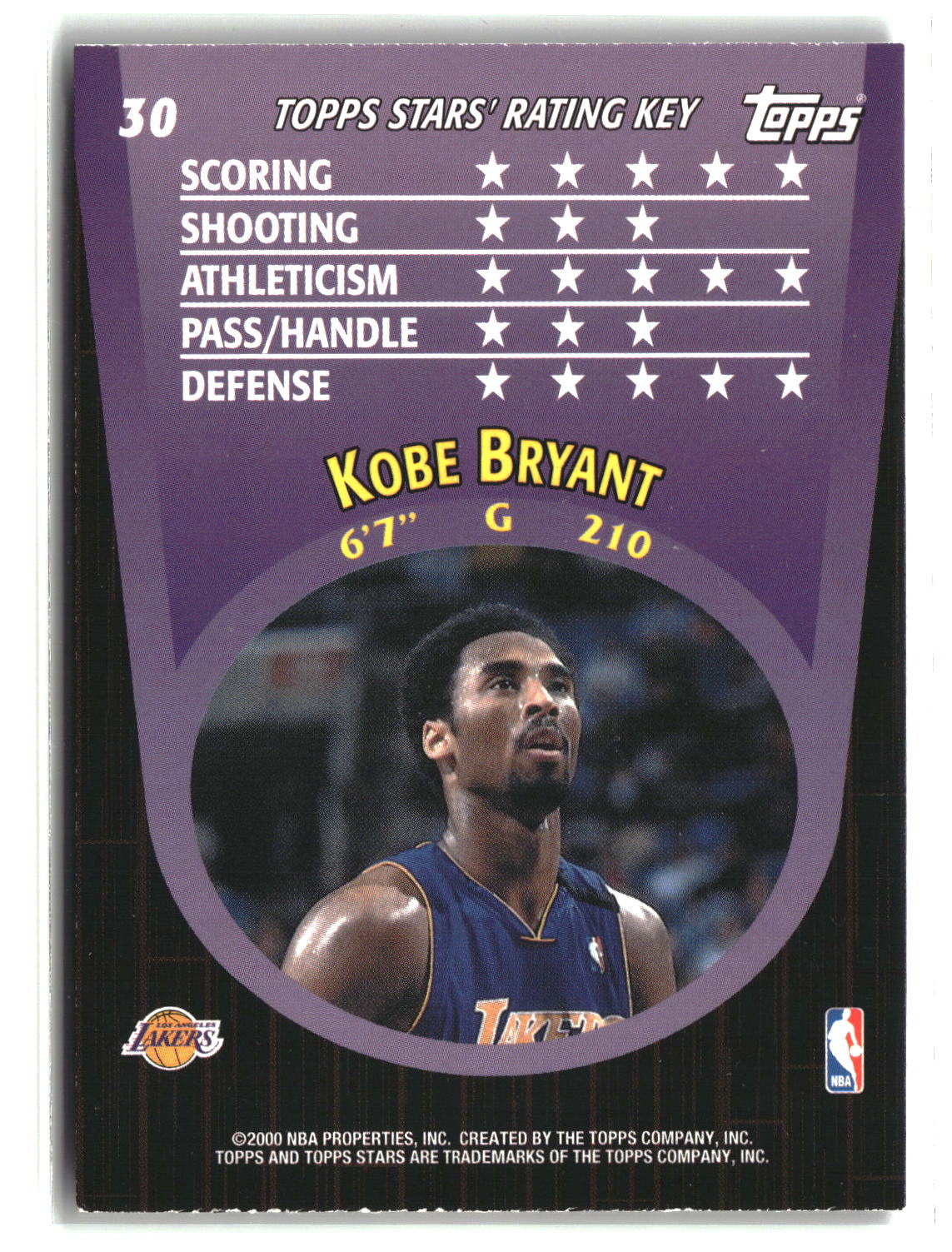 Kobe Bryant 2000-01 Topps Stars #30