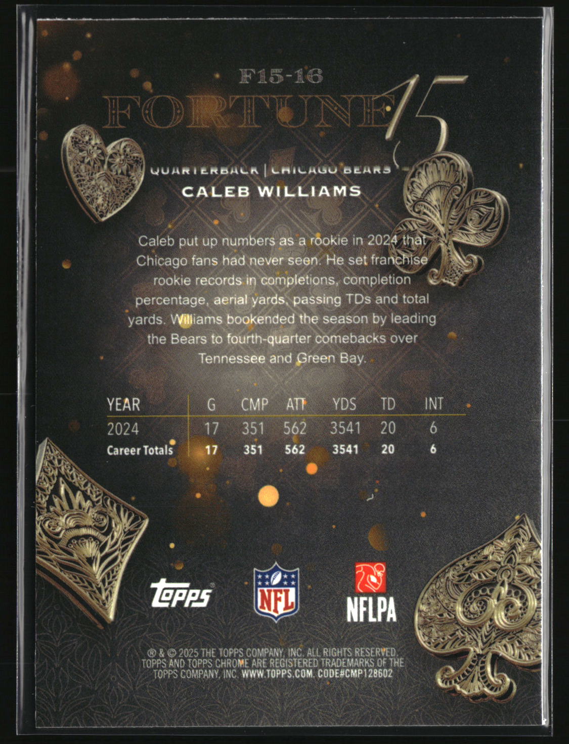 Caleb Williams 2025 Topps Chrome Fortune 15 #F15-16