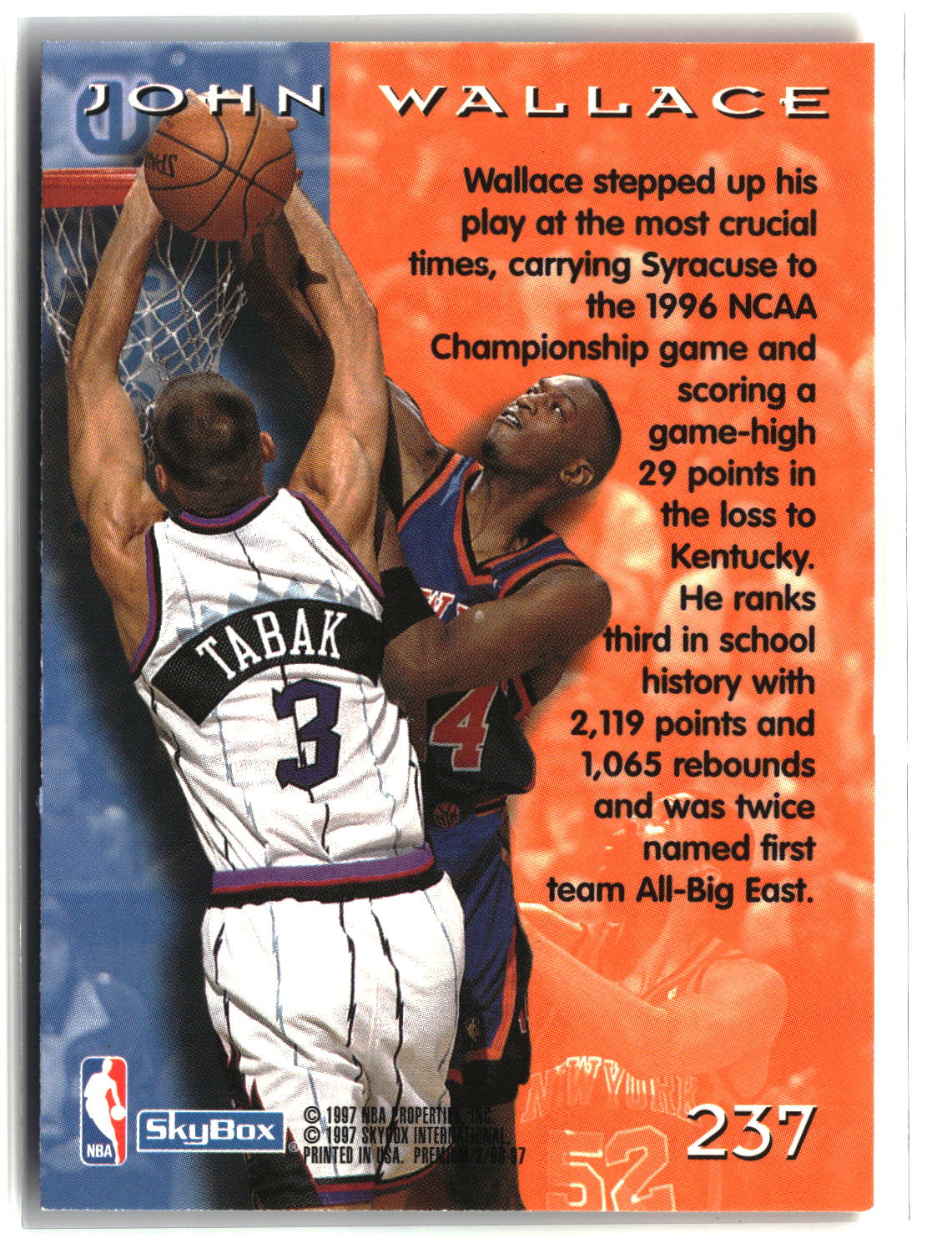 John Wallace 1996-97 SkyBox Premium #237
