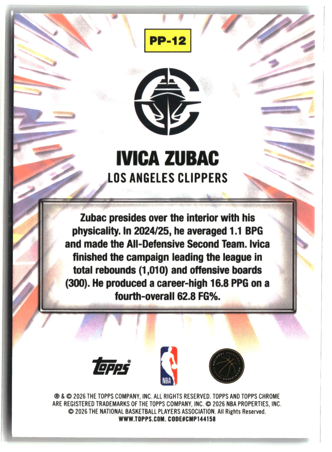 Ivica Zubac 2025-26 Topps Chrome Update Power Players #PP-12