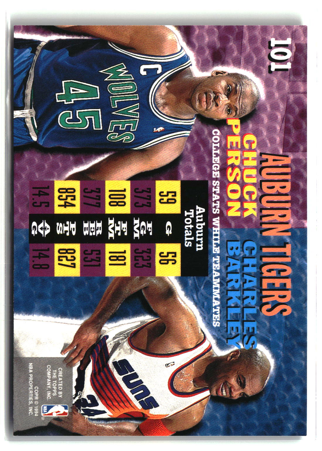 Charles Barkley / Chuck Person 1994-95 Stadium Club #101