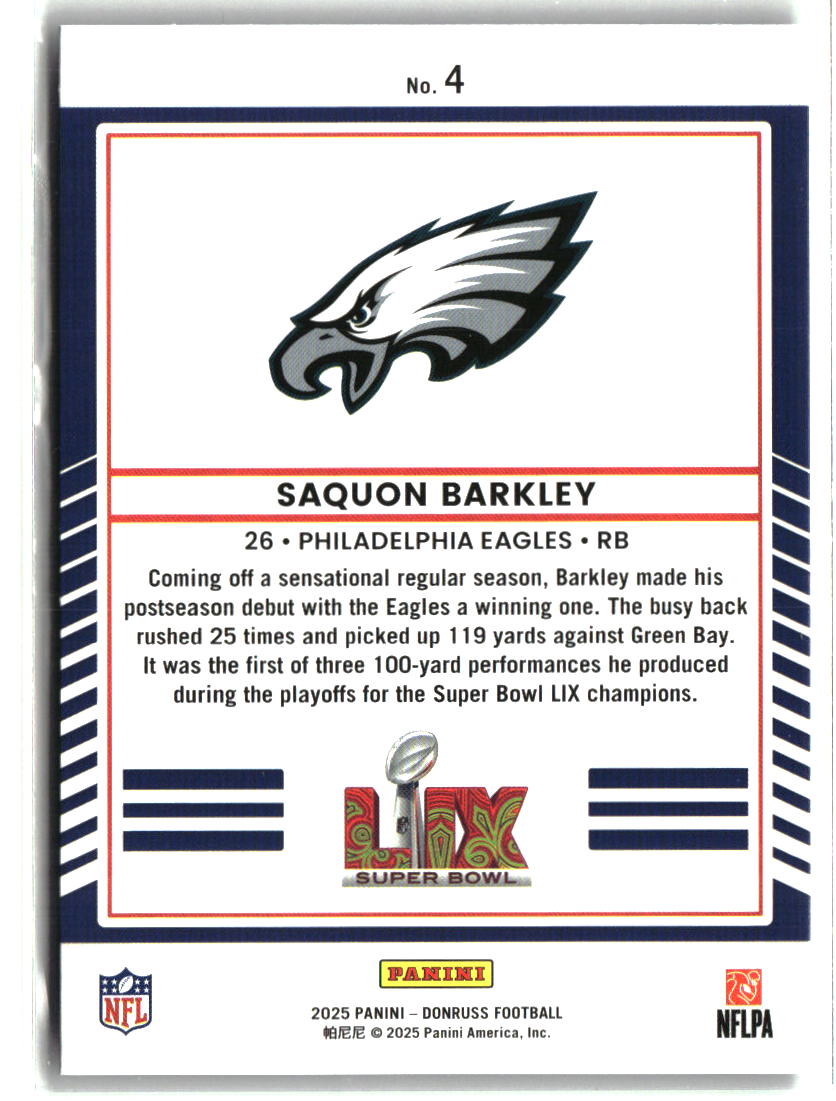 Saquon Barkley 2025 Donruss Road to the Super Bowl Wild Card #4