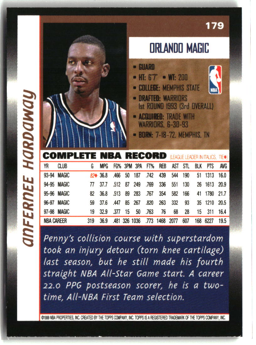 Anfernee Hardaway 1998-99 Topps #179