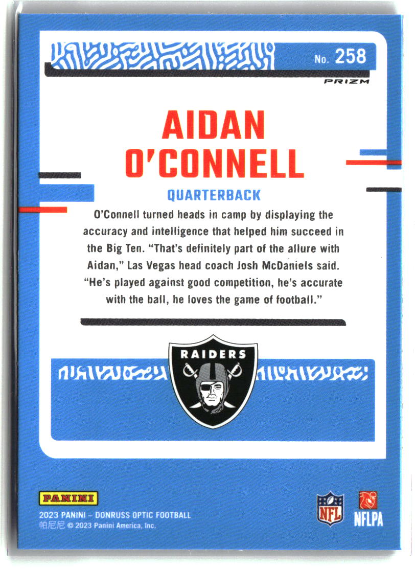 Aidan O'Connell 2023 Donruss Optic Purple Shock #258